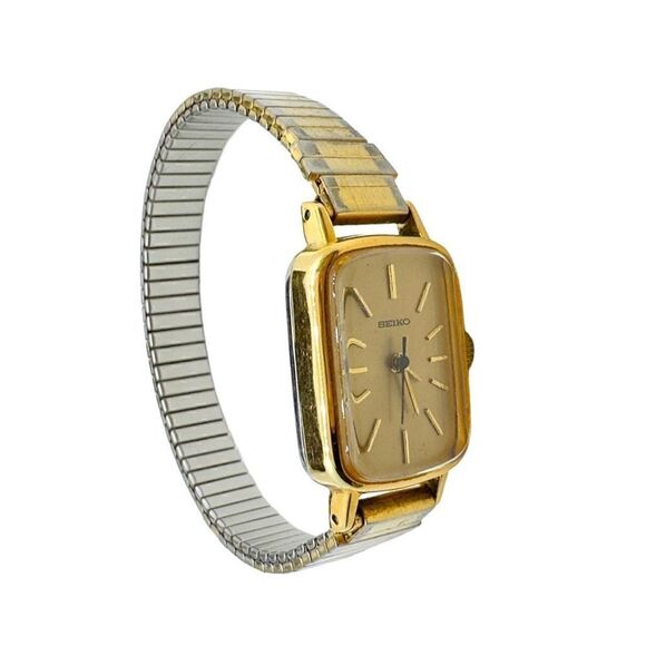 Seiko Women's Wristwatch Rectangle Manual Wind Analog Silver and Gold - Picture 4 of 6